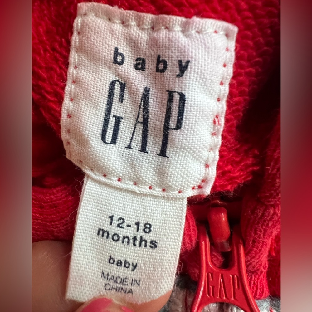 GAP Kids Bold Red and Gray Hoodie - Picture 3 of 3